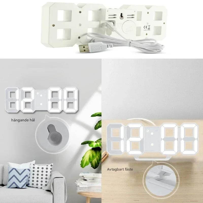 BrightChrono – 3D Digital LED Vägg- & Bordsklocka | Stilren Tidsvisning för Hem & Kontor