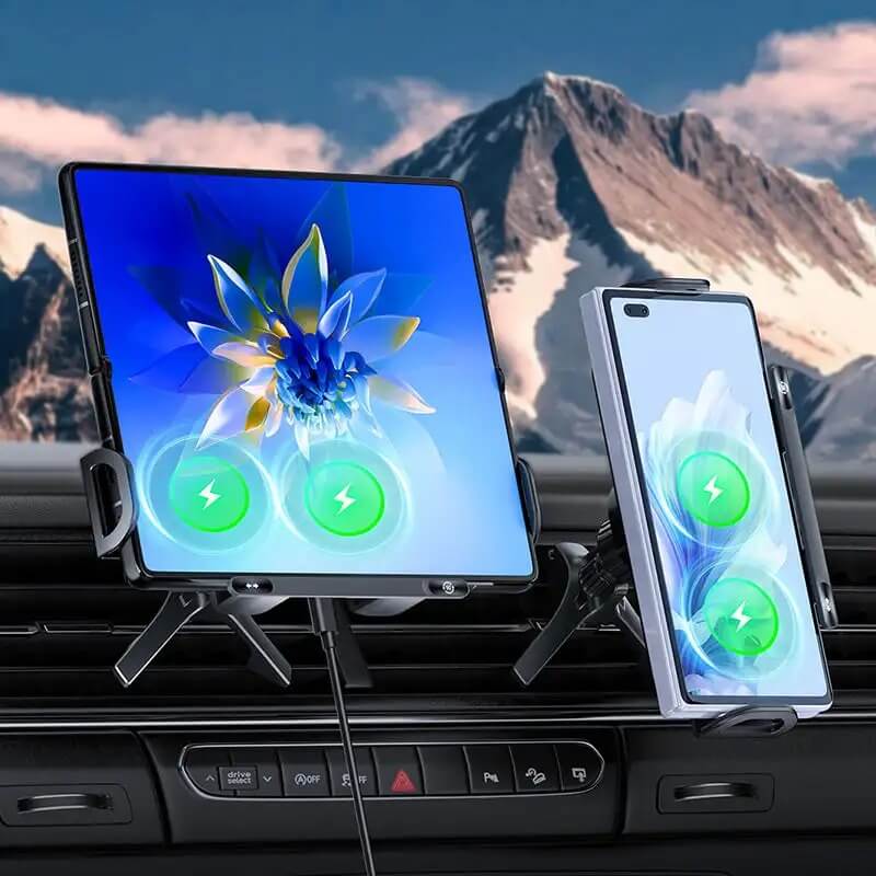 ChargeMount - Adjustable Smart Car Phone Holder with 15W Wireless Charging Pad for Foldable Screens
