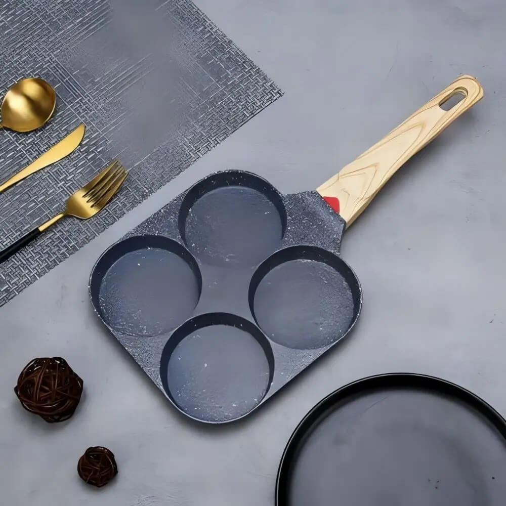 MultiChef – 4-håls Omelettpanna med Nonstick-beläggning | För Frukost, Smårätter och Kreativ Matlagning