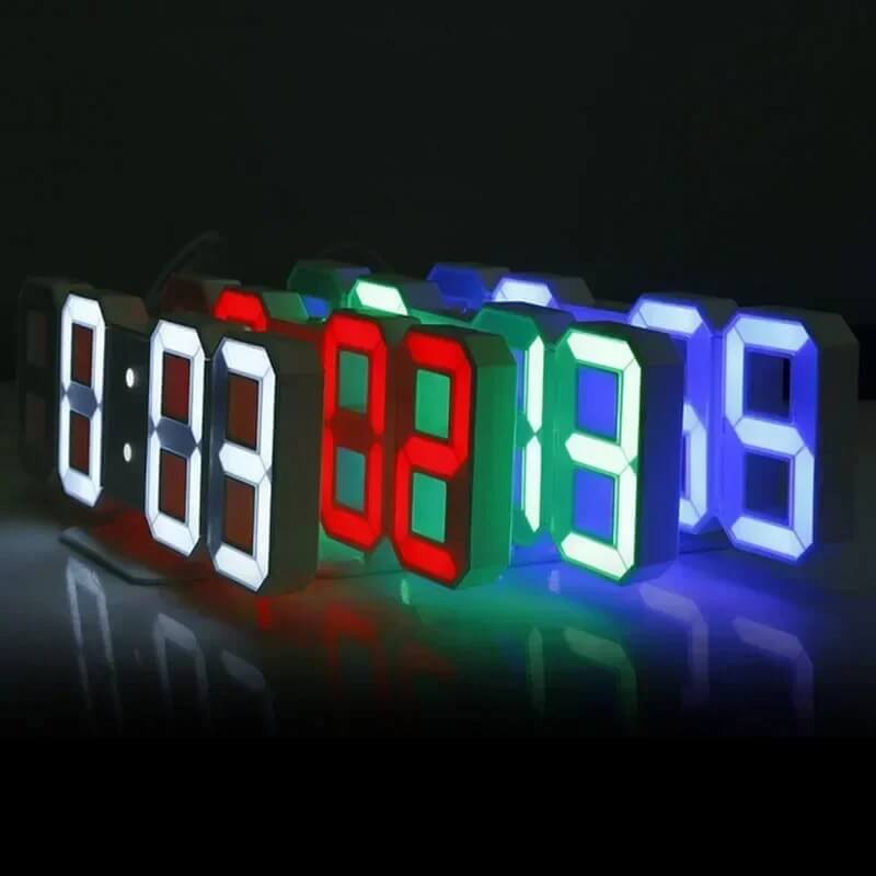 BrightChrono – 3D Digital LED Vägg- & Bordsklocka | Stilren Tidsvisning för Hem & Kontor