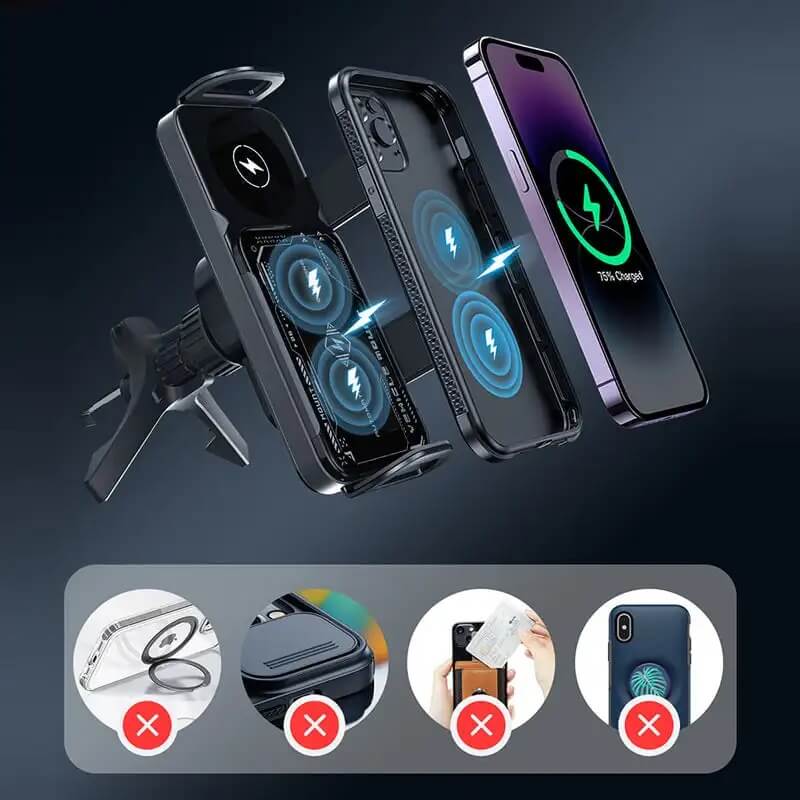 ChargeMount - Adjustable Smart Car Phone Holder with 15W Wireless Charging Pad for Foldable Screens
