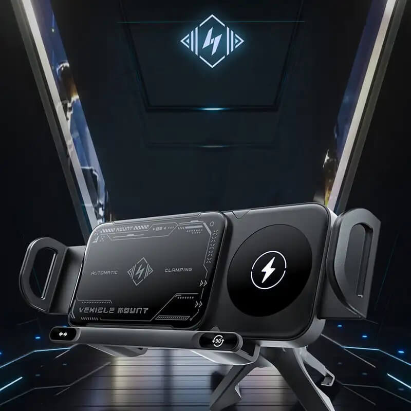 ChargeMount - Adjustable Smart Car Phone Holder with 15W Wireless Charging Pad for Foldable Screens