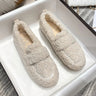 Luxury Women's Moccasins in Lambswool Plush - Non-slip Rubber Sole and Ultimate Comfort