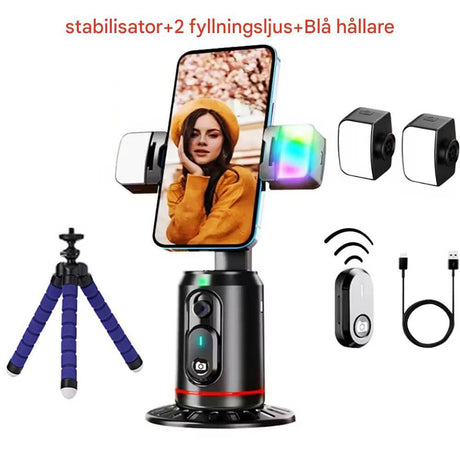 AiveloTrack – AI 360° Ansiktsspårande Mobilhållare | Handsfree-inspelning för Vloggar, Livesändningar & Videosamtal