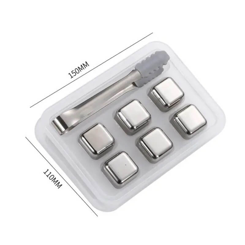 FrostGleam - Stainless Steel Ice Cube Set | Reusable Ice Cubes for Whiskey, Wine & Cocktails - Stylish, Cool & No Dilution