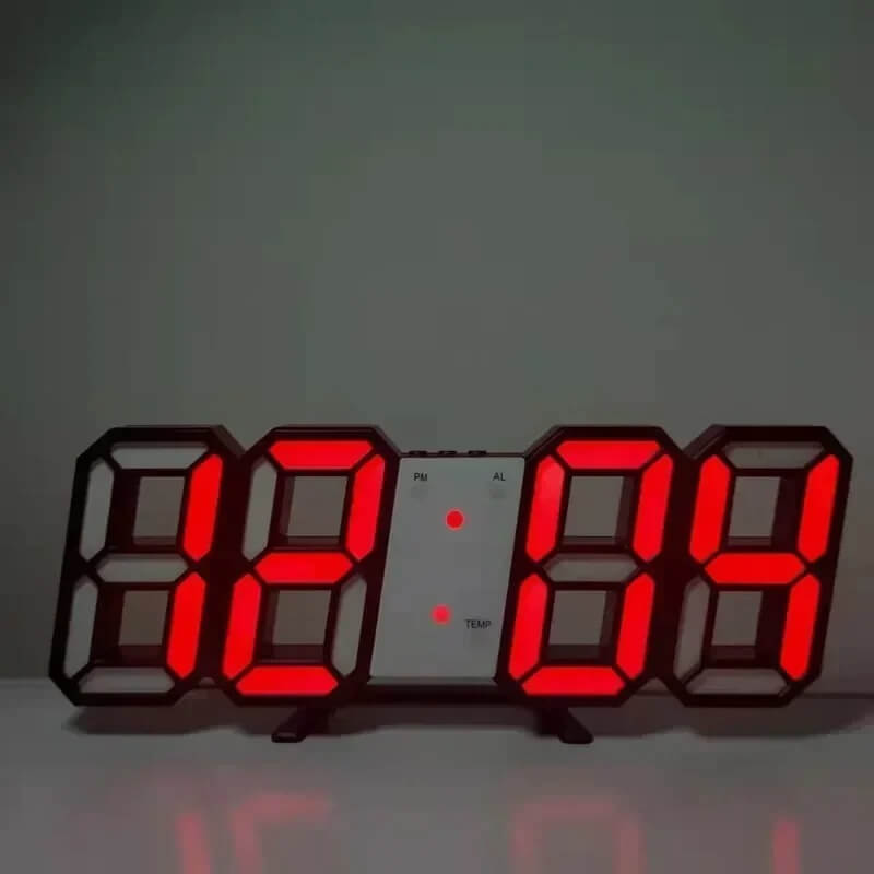 BrightChrono – 3D Digital LED Vägg- & Bordsklocka | Stilren Tidsvisning för Hem & Kontor