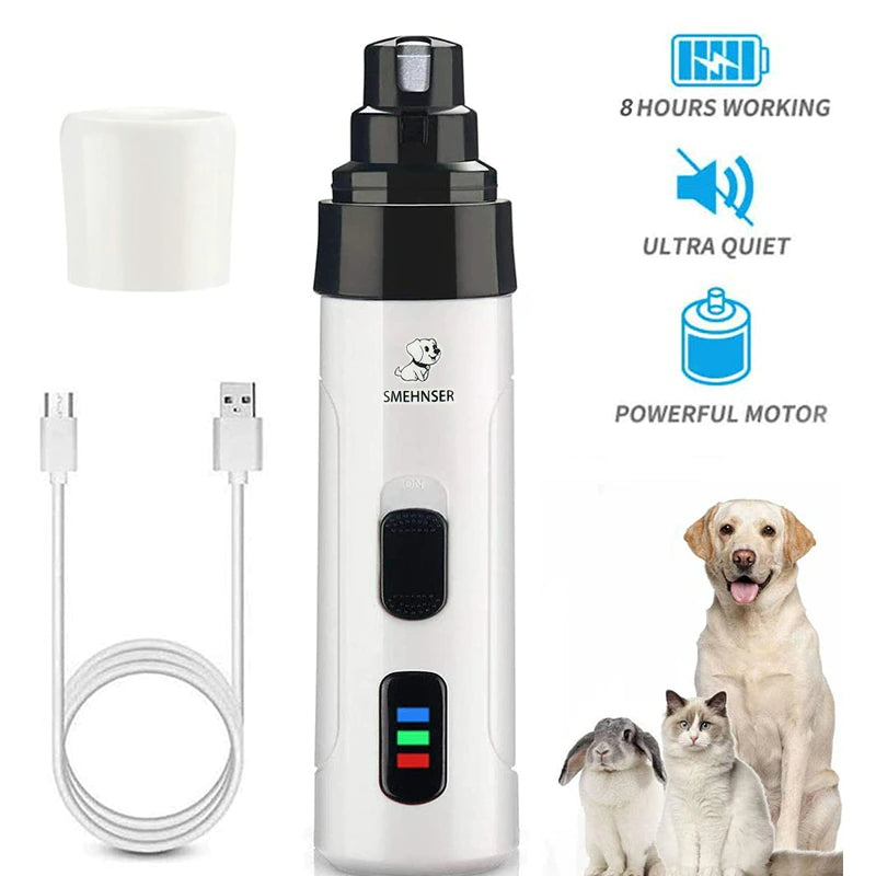Elektrisk Kloslip & Klotrimmer för Husdjur | Tyst & Smärtfri Nageltrimmer för Hund & Katt – Uppladdningsbar & Ergonomisk Design
