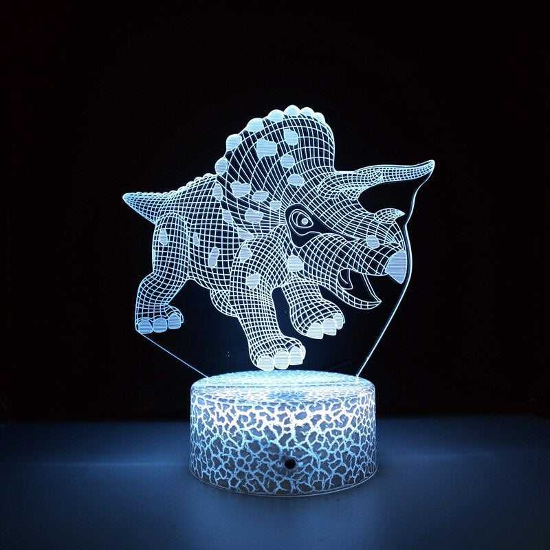 3D LED Lampa Dinosaurie