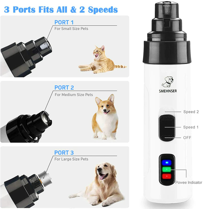 Elektrisk Kloslip & Klotrimmer för Husdjur | Tyst & Smärtfri Nageltrimmer för Hund & Katt – Uppladdningsbar & Ergonomisk Design