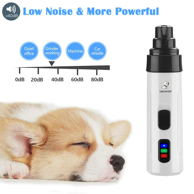 Elektrisk Kloslip & Klotrimmer för Husdjur | Tyst & Smärtfri Nageltrimmer för Hund & Katt – Uppladdningsbar & Ergonomisk Design